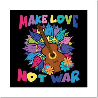 Make Love Not War Groovy 60's 70's Hippie Art Posters and Art